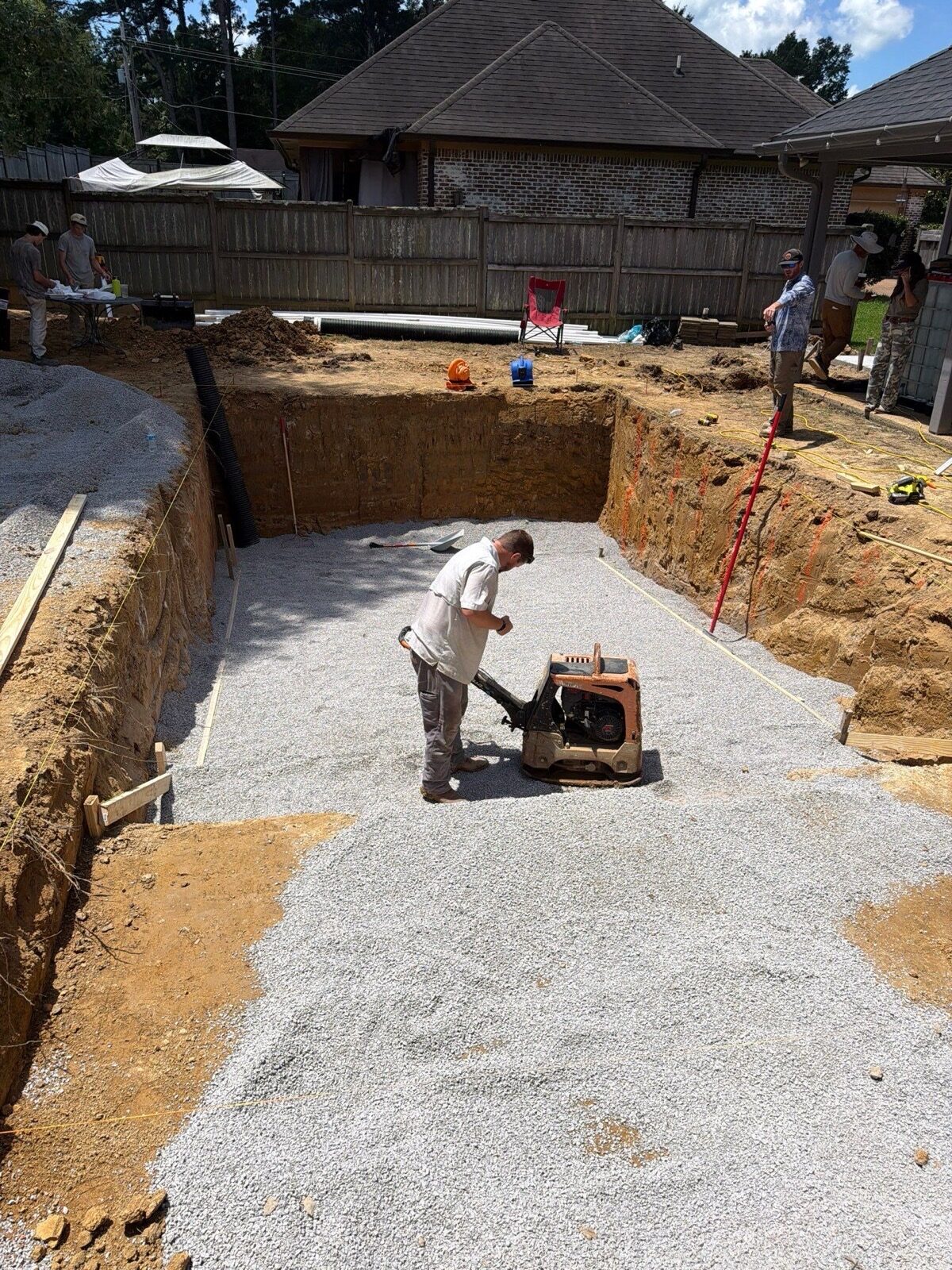 Dickerson crew excavating and prepping the pool base