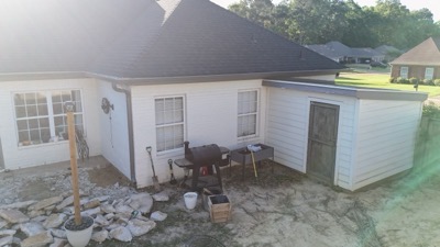 Demolition underway in the backyard