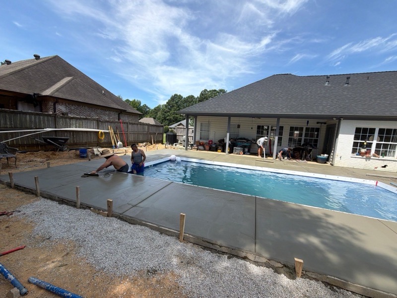 Concrete deck poured around the set shell