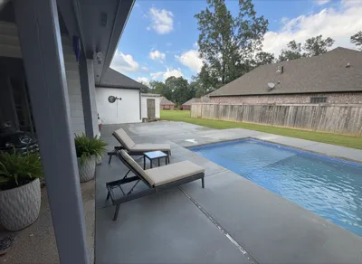 Finished pool full of blue water